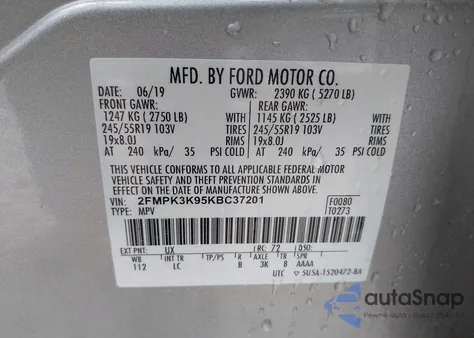 2019 Ford Edge Titanium from USA, damaged, VIN 2FMPK3K95KBC37201